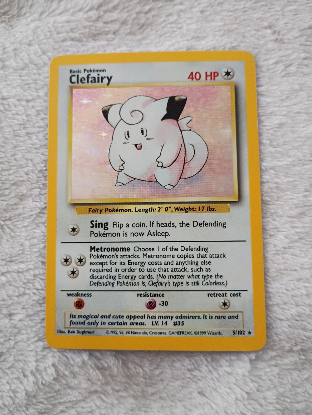 Pokemon Clefairy Card holographic 2nd edition 1999